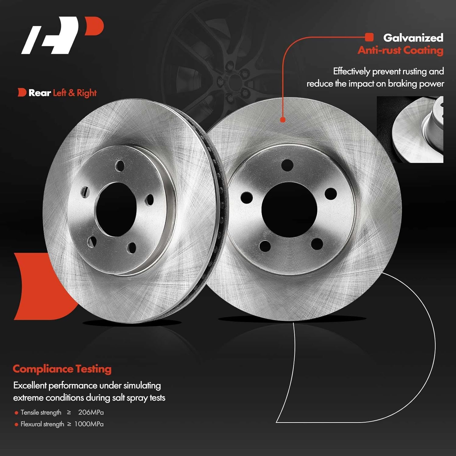 A-Premium 11.54 inch (293mm) Front Vented Disc Brake Rotors + Ceramic Pads Kit Compatible with Select Ford Models - Mustang 2005-2010 4.0L, 6-PC Set