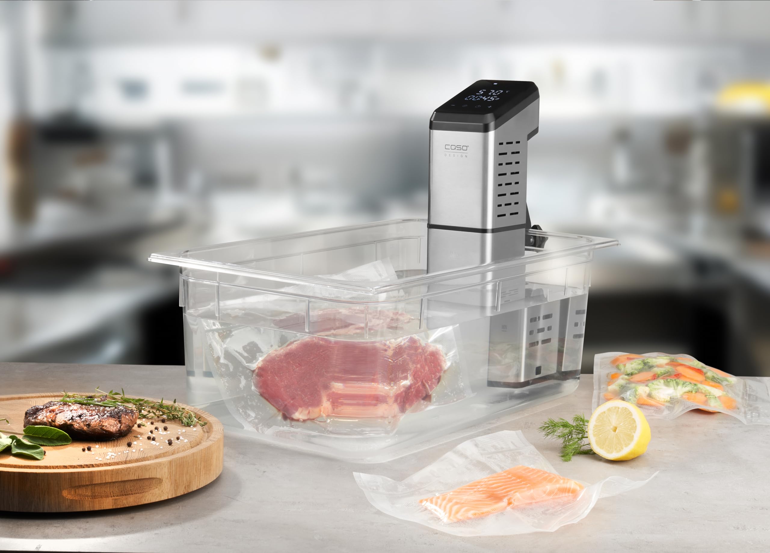 Caso SV 2000 Pro - Sous Vide Roner Cucina a Bassa Temperatura, Argento, Acciaio Inossidabile, 60 Litri, 2000W, 90°C, App Caso Control