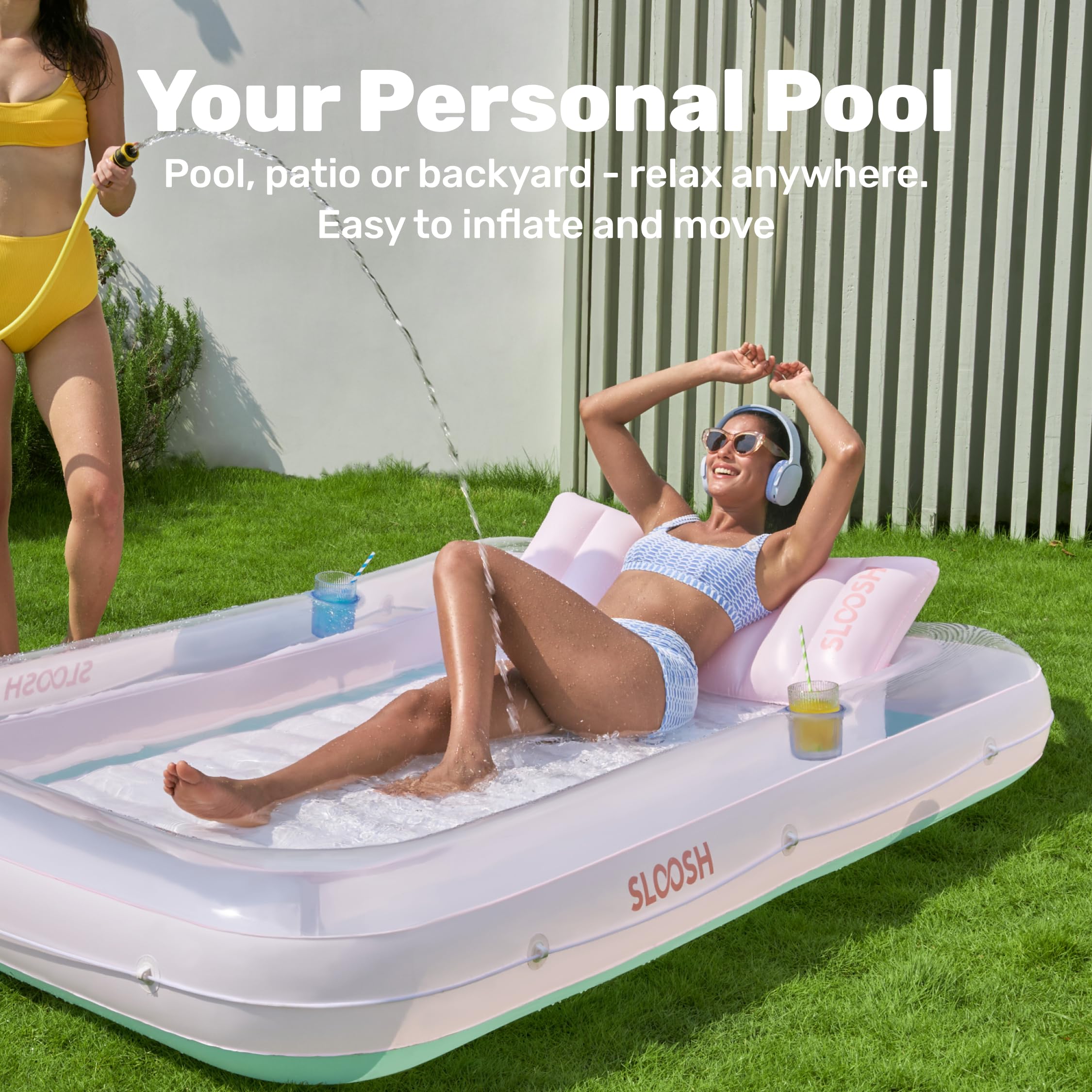 Sloosh Flotador inflable de bronceado para piscina, bañera bronceada, para adultos, balsa para piscina, para tomar el sol, tumbona inflable para adultos
