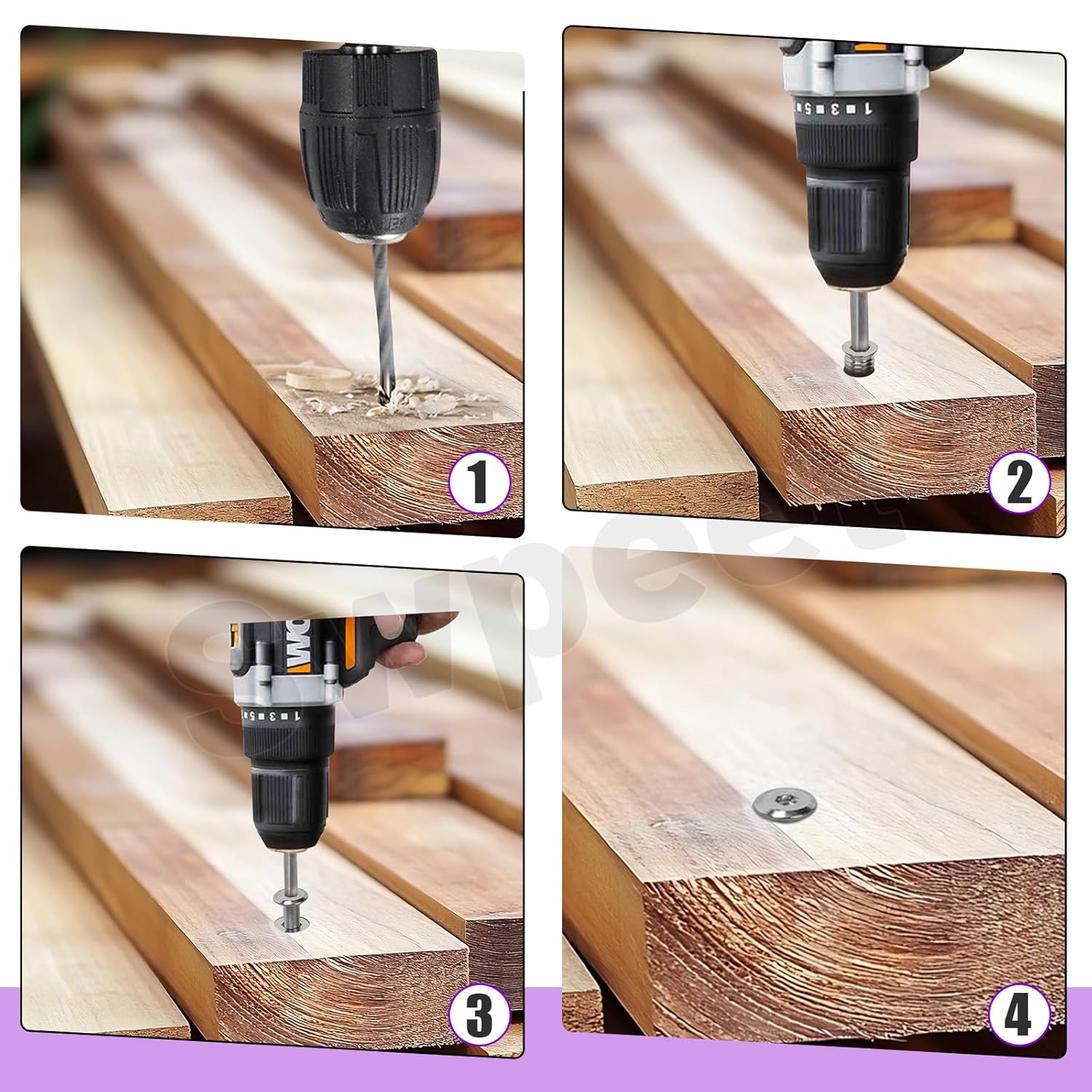 Swpeet 50Pcs M6×15 Zinc Plated Threaded Insert Nuts, Hex Drive Threaded Inserts, Internal Threads Fastener Connector, Wood Threaded Inserts for Wood Furniture Screw