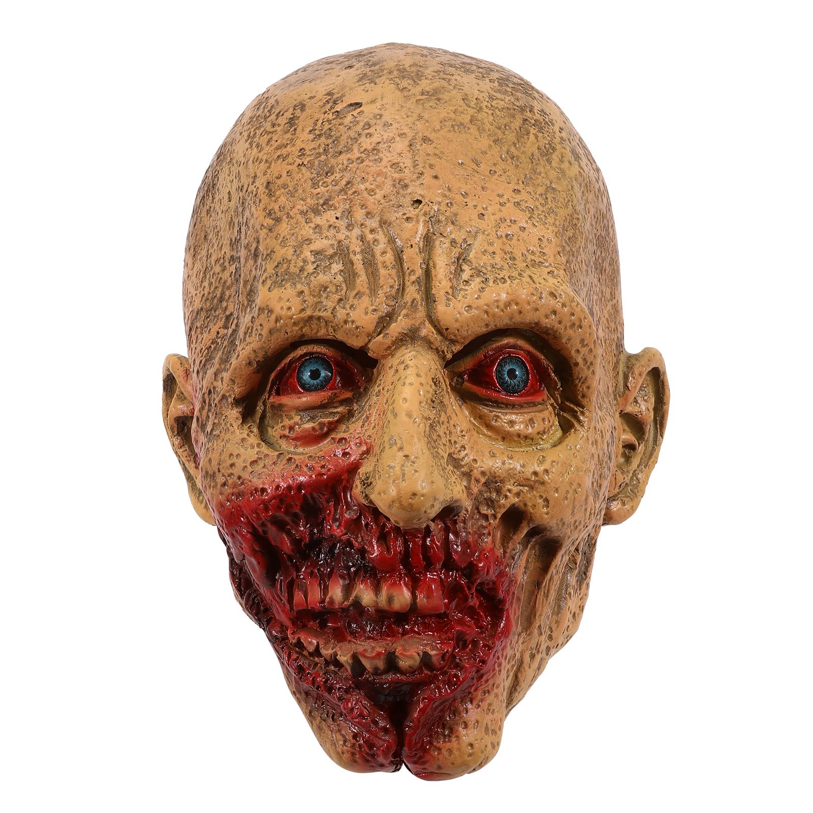ZZXIAOJIE Scary Zombie Mask Creepy Realistic Human Face Mask Blue Eyes Latex Halloween Costume Cosplay Props for Adults