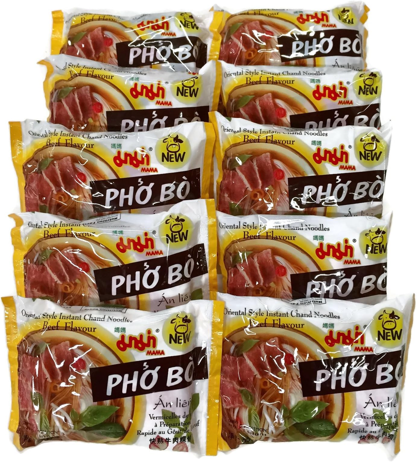 Instant Chand Noodle Soup, 1.94 Oz. Packets (Set of 10) (Beef (Pho Bo))