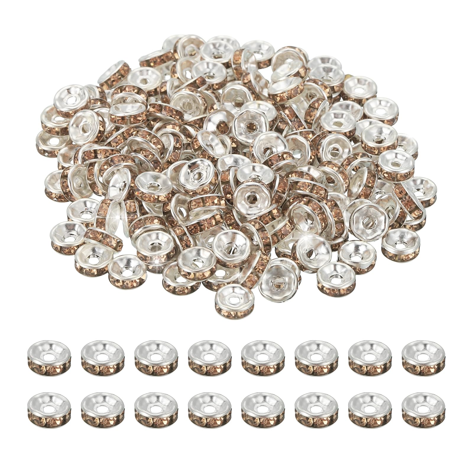 PATIKIL Rondelle Spacer Bead 8mm Silver/Yellow 200Pcs
