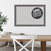 Vista 7 de Amanti Art Tablero de corcho gris para pared (26 x 18) con marco de madera azul rústico Dixie, tablero de corcho mediano para oficina, tablero
