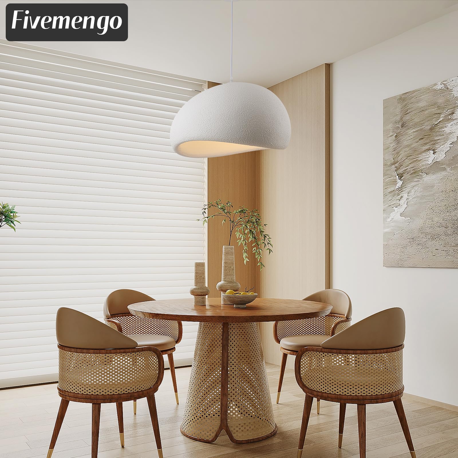 wabi様 Fivemengo Luminária Pendente Wabi Sabi De 15,7 Pol., Luminária De