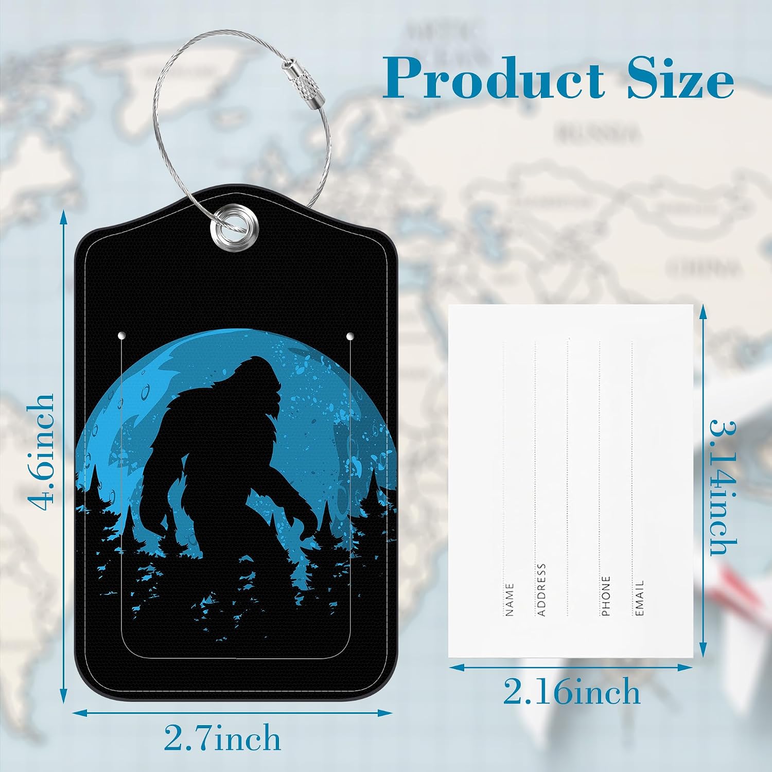 2 Pack Luggage Tags for Suitcases Travel Bag with Name Label Stainless Loop image 2