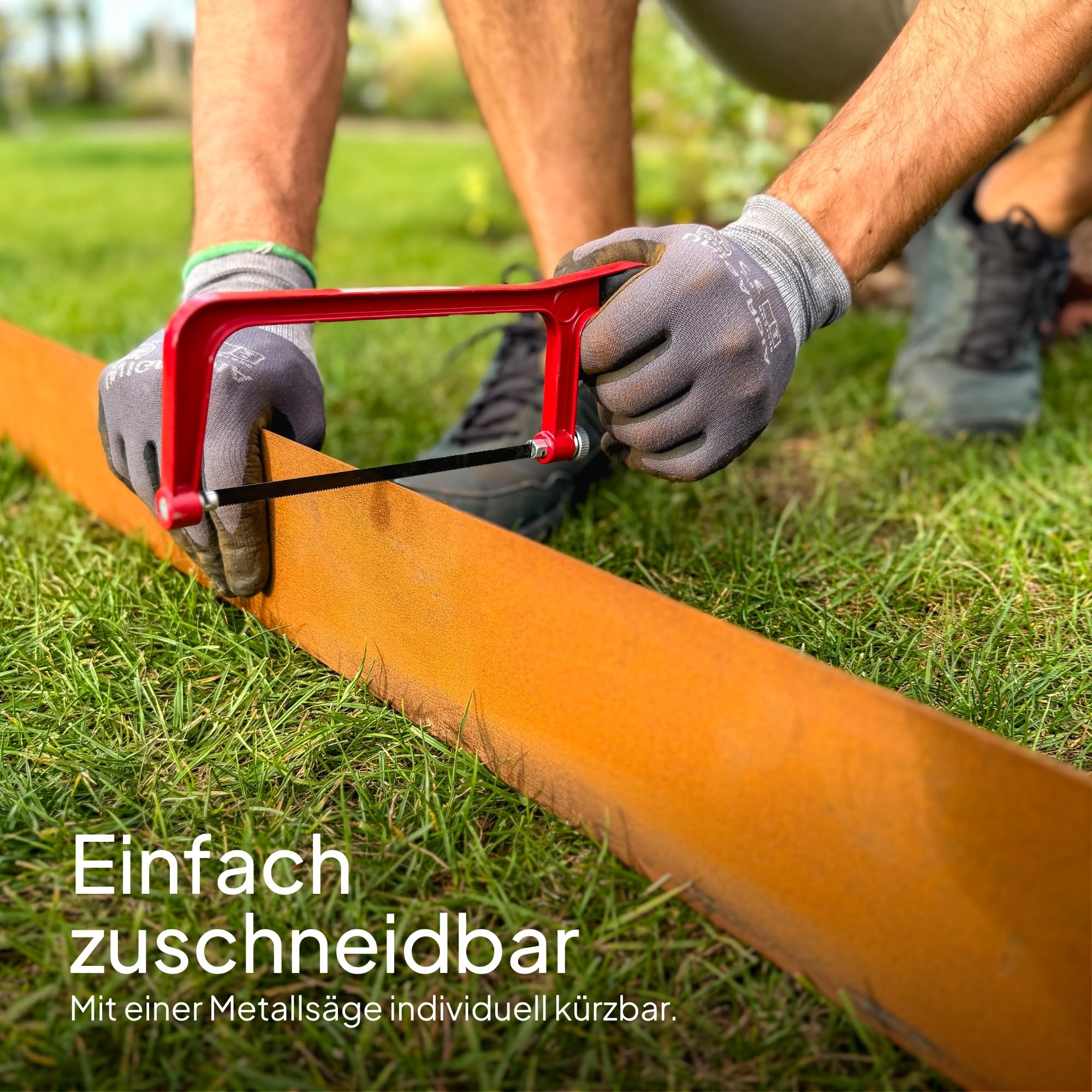 UNIGARDIA Rasenkante aus Cortenstahl 10 m - 5 mm breiter Rand - Flexible Metall Beeteinfassung 5 cm hoch