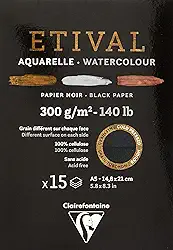 Bloco Papel Para Aquarela Preto Etival A5 300g, 975317C