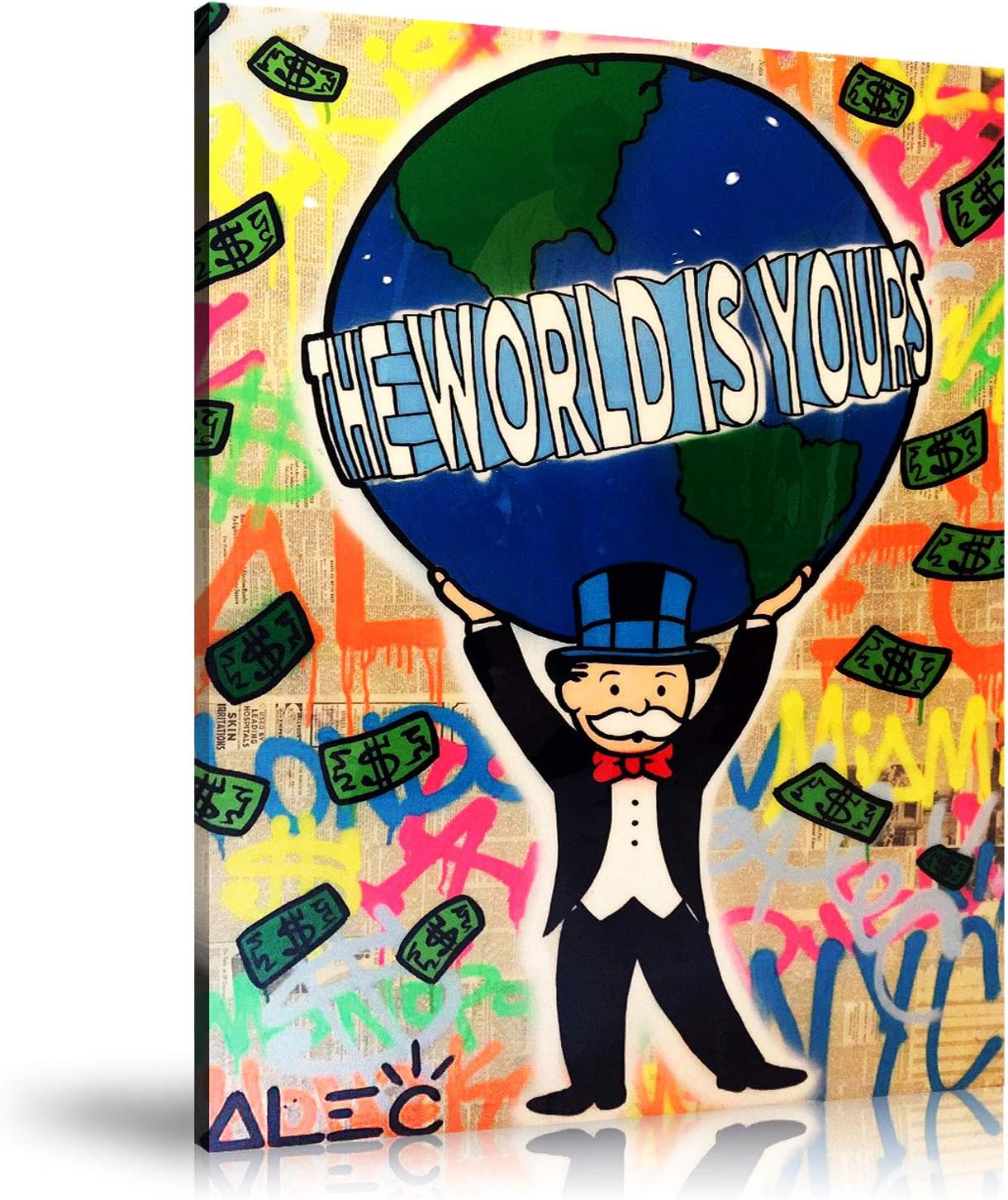 ALEC Monopoly HD Printed Oil Paintings Home Wall Decor Art On Canvas The World is Yours 24x32inch Unframed