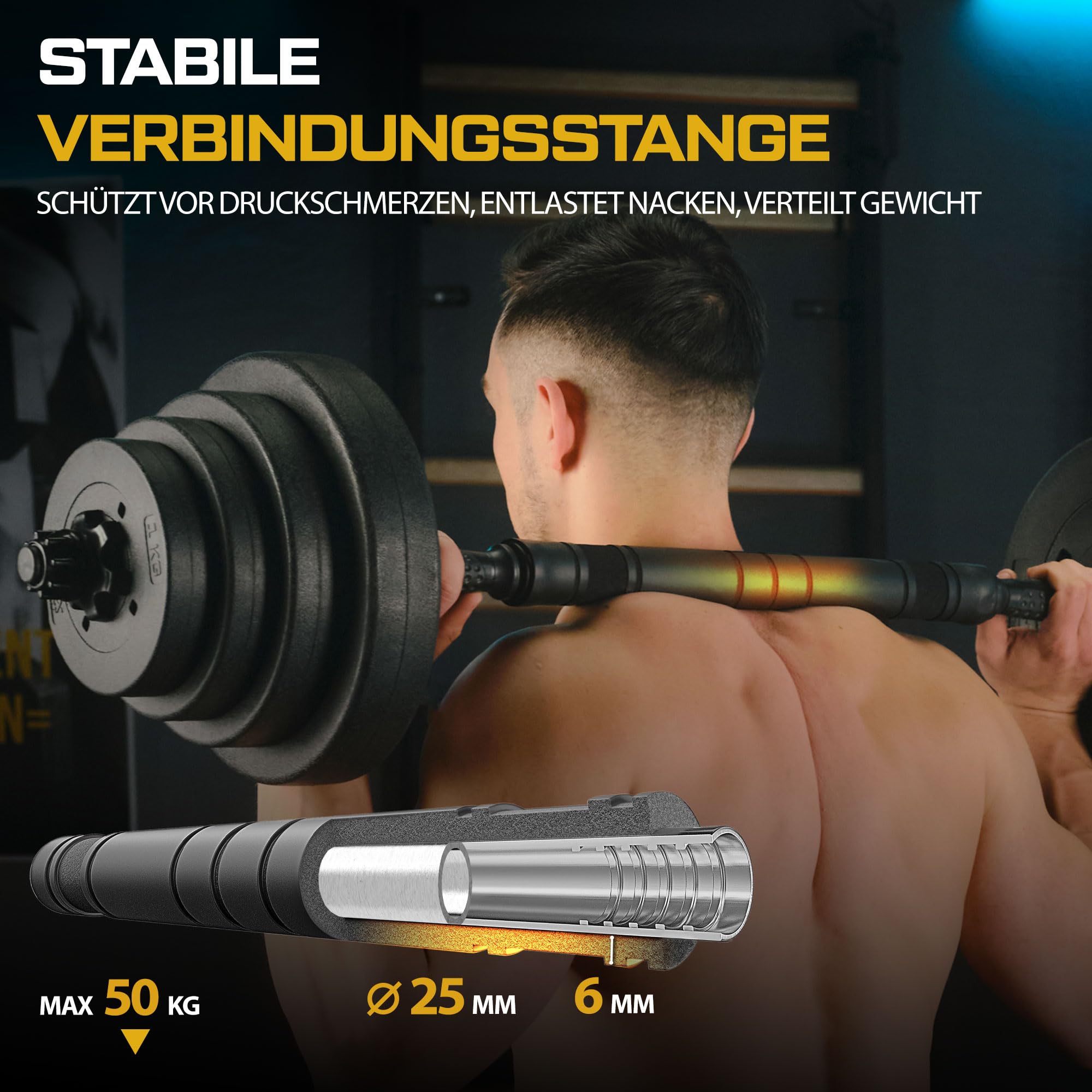 TREX SPORT Hanteln 2er Set Kurzhanteln & Langhantel | 20kg 40kg Hantelset | Kurzhanteln Set, Dumbbell Hanteln Set, Kurzhantel mit Verbindungsrohr & Langhantel, rutschfeste Griffe, robust