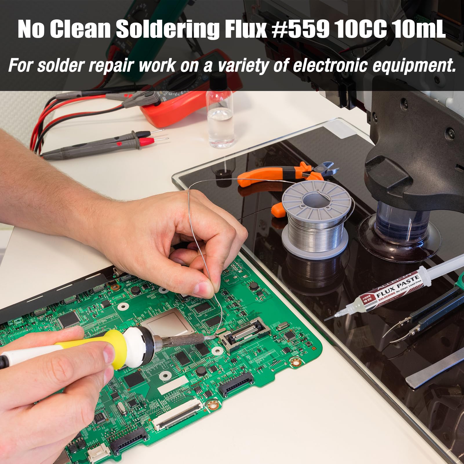 3 Pezzi 10mL Flussante Senza Piombo 10CC Flussanti per Saldatura Solder Flux Paste No Clean Flussi per Pasta Saldante AEC-559 con Asta di Spinta e Ago per PCB SMD BGA
