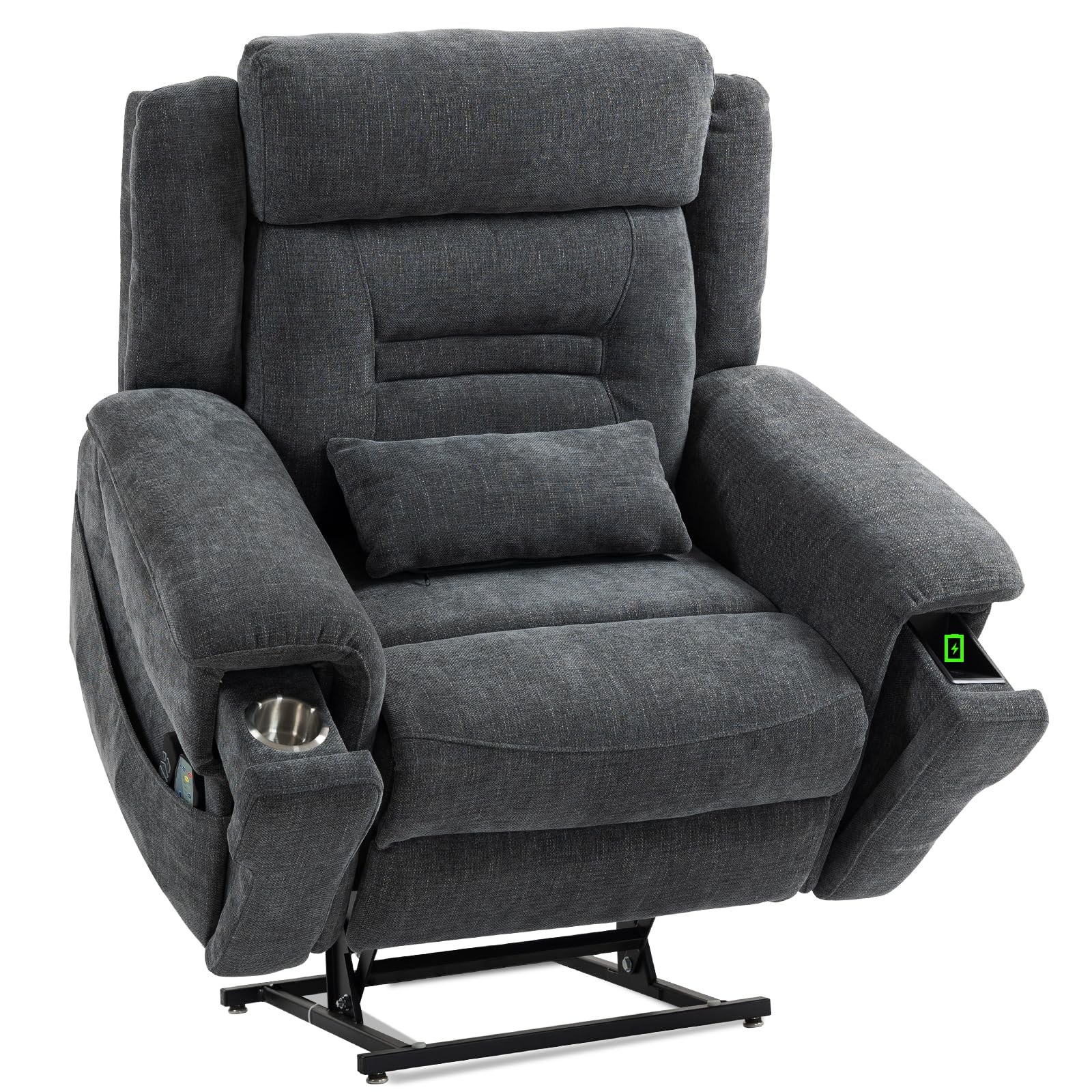 Fachmaih Power Lift Recliner Chair Oversized for Elderly 28''Extra Wide Recliner Chair for Big Tall Man with Heat and Massage Cup Holder Wireless