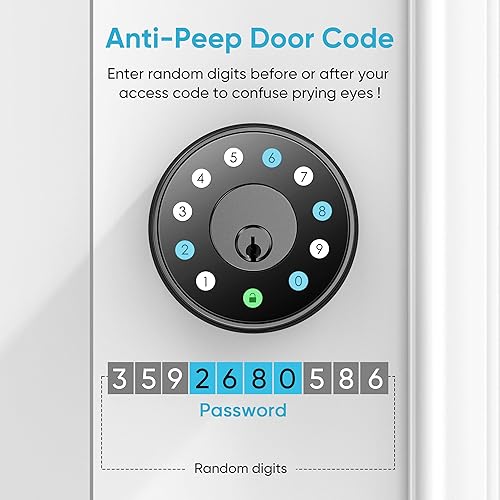 Miniatura 4 de Sifely Cerradura inteligente, cerradura de puerta de entrada sin llave, cerrojo inteligente, cerradura de puerta inteligente, cerradura de cerrojo