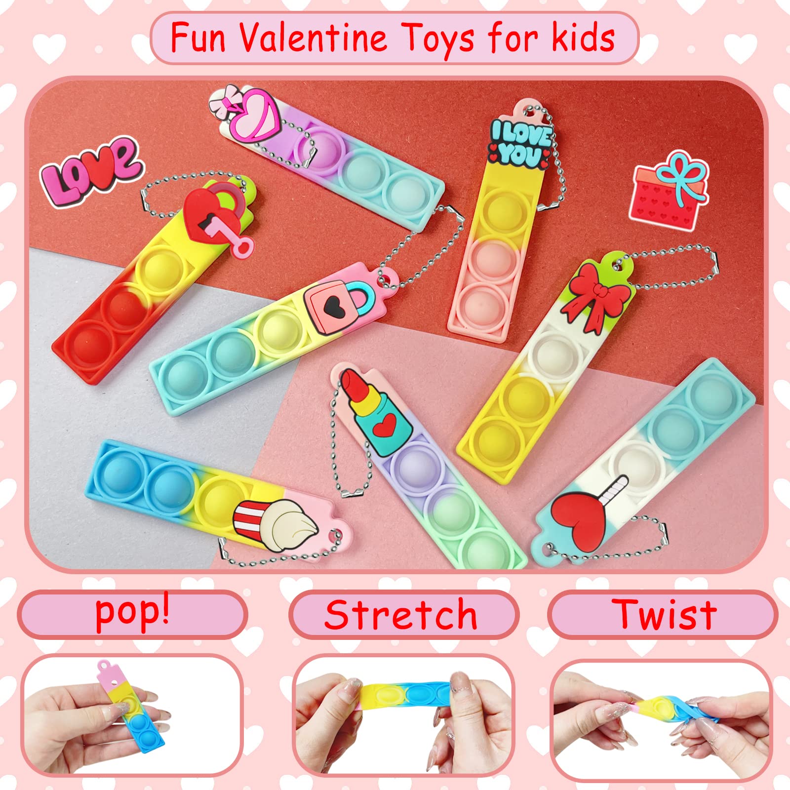 Paquete De 32 Tarjetas De San Valentín Para Niños En El Aula Con Juguetes Antiestrés De Corazón Para Reventar, Regalos De San Valentín Para Niños Pequeños, Niños Y Niñas, Intercambio De