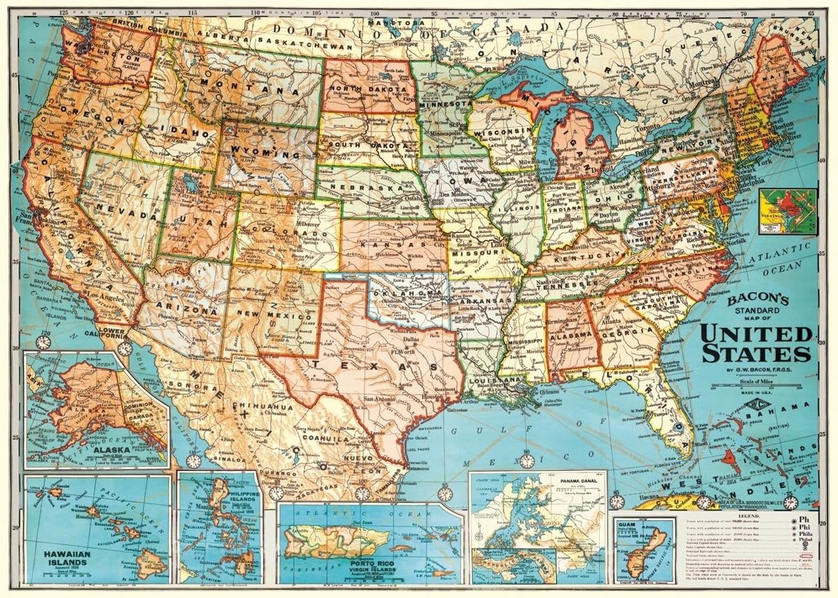 Cavallini Decorative Paper - USA Map 20"x28" Sheet