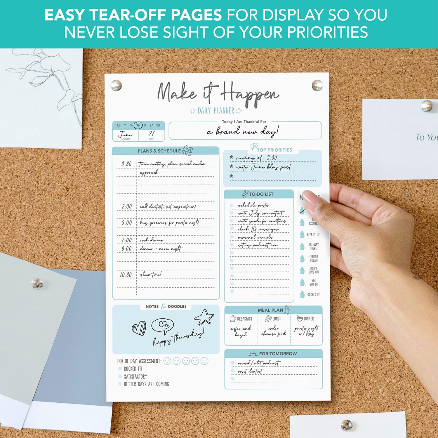 Tre Planificador Diario Sin Fecha, Bloc De Notas Con Lista De Tareas