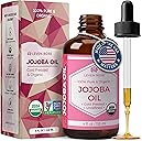 Leven Rose Jojoba Oil Organic, Pure Cold Pressed Carrier Oil, Natural Unrefined Moisturizer for Skin Hair and Nails 4 oz