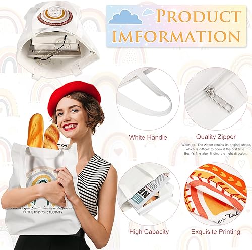 Miniatura 3 de Sadnyy 20 bolsas de lona arcoíris para profesores y empleados, regalo inspirador con cremallera para oficina, escuela
