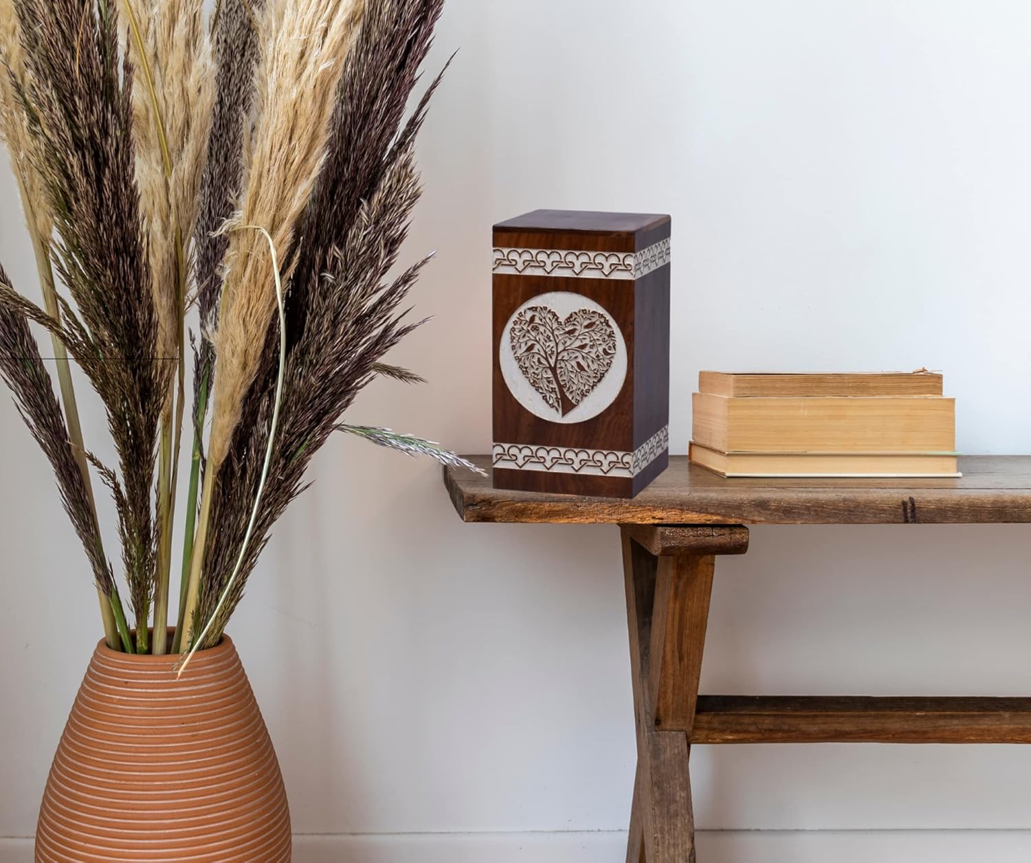 Rosewood Urn for Human Ashes - Tree of Life Wooden Box - Personalized Cremation Urn for Ashes Handcrafted Large Wooden Urn Box (Rosewood, M(9.5X5.5”) 180CU)