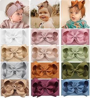 JOYOYO 12 diademas para bebé con lazos para el pelo de bebé, diademas anchas para niños pequeños con bonitos lazos grandes de 6 pulgadas