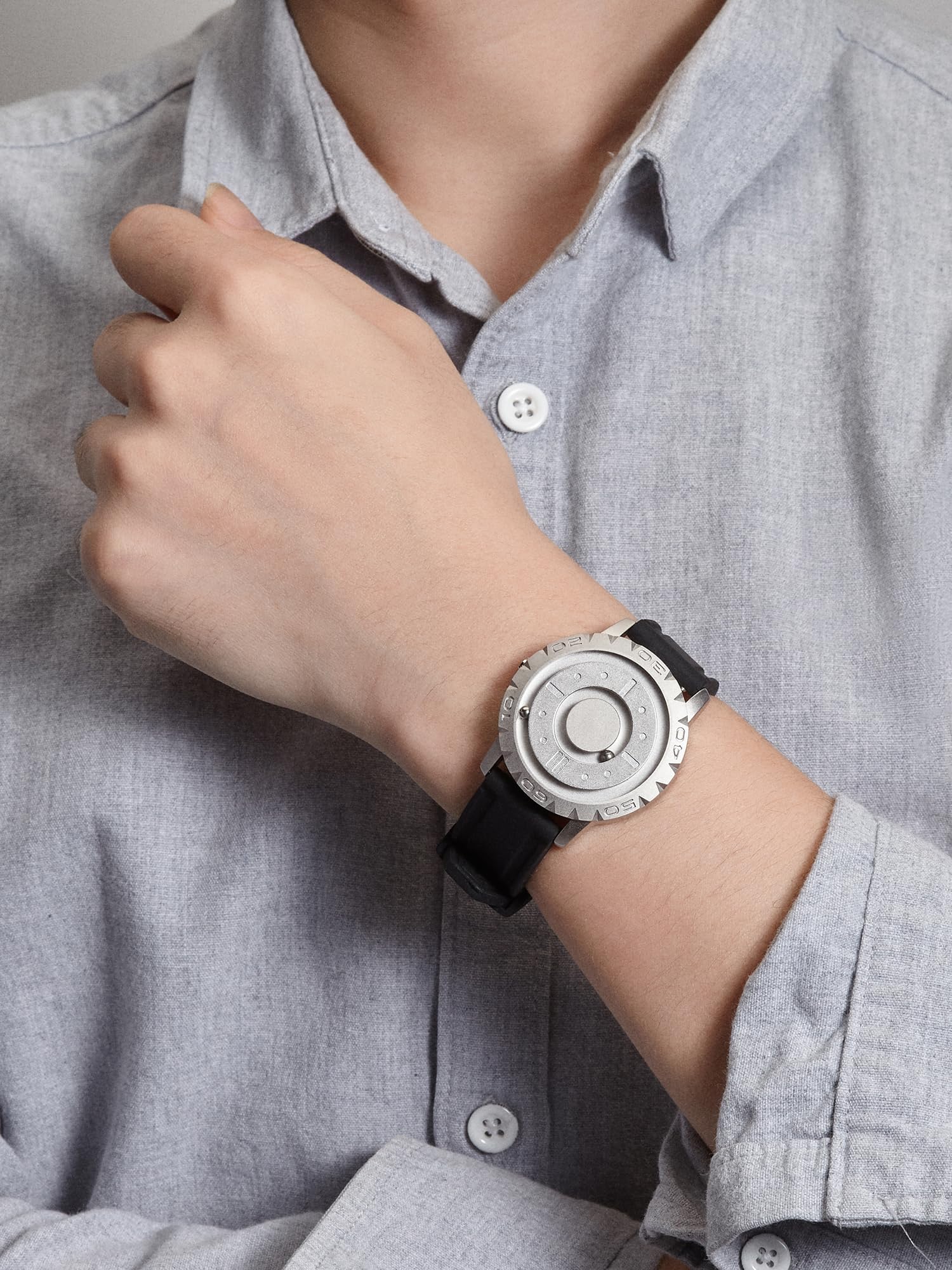 EUTOUR Reloj Magnetico Hombre Cuarzo Sin Vidrio Rodamiento de Bolas Relojes de Pulsera para Hombres 40mm