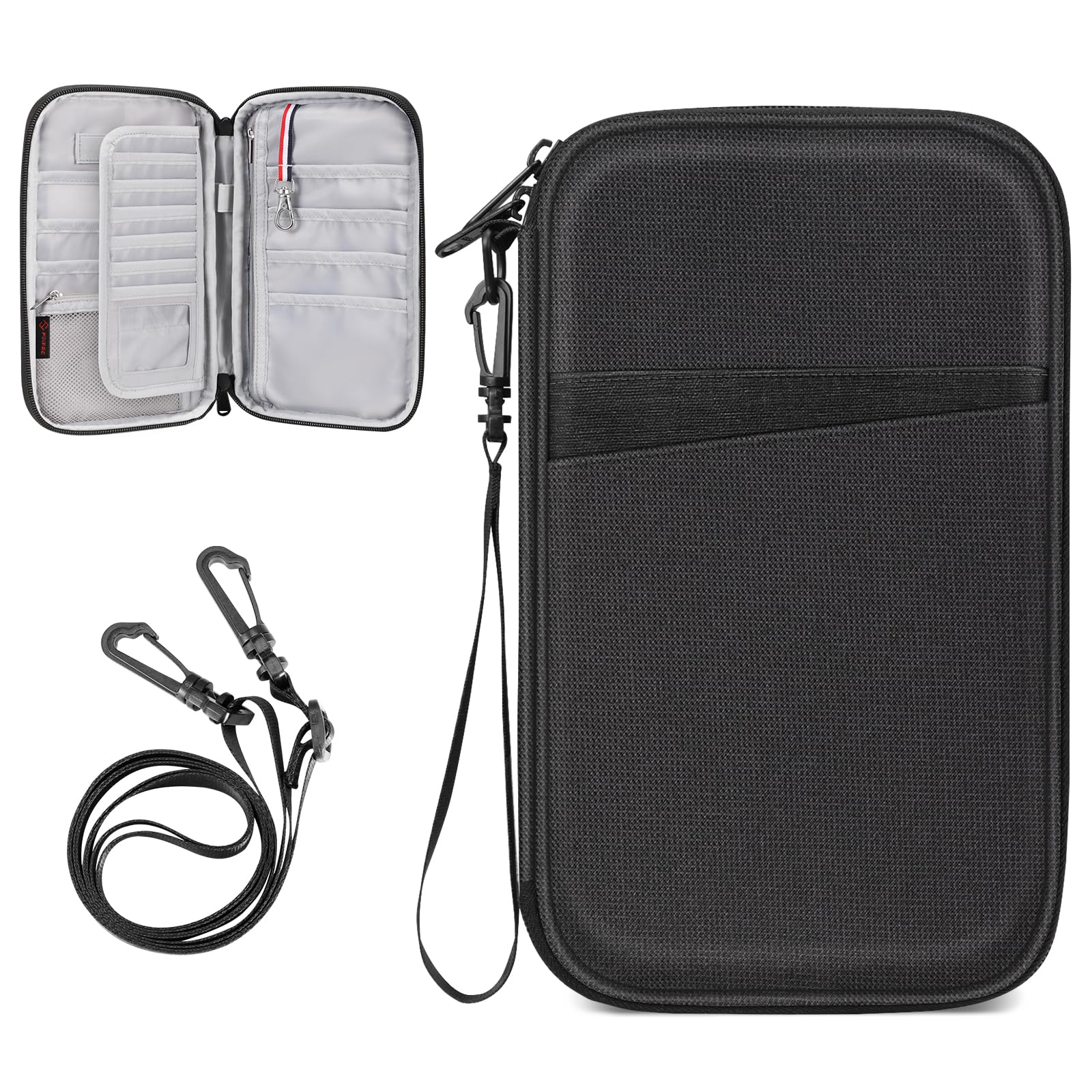 FINTIE Family Passport Holder for Travel, 6 People Big Capacity RFID Blocking Travel Document Organizer Clutch Bag with Pen Holder Keychain Credit