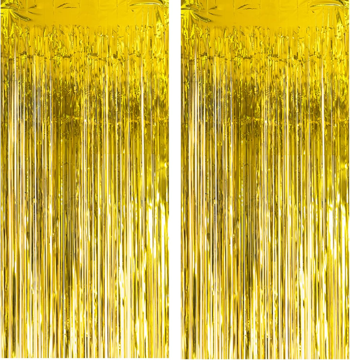 Metallic Tinsel Curtains Gold 2 Packs 3 ft x 8.2 ft Foil Fringe