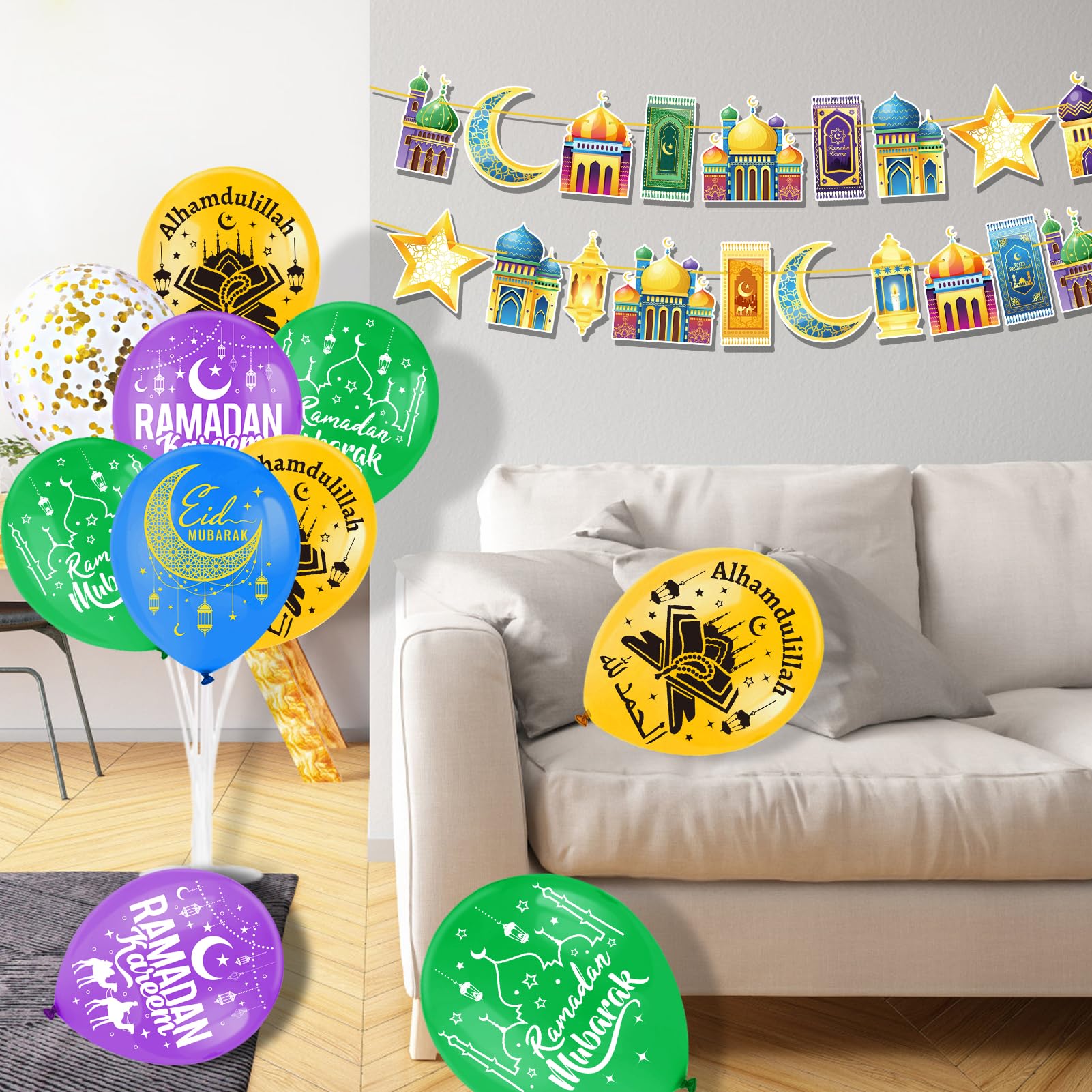 Ramadan Mubarak Ballonenset – Roze Goud Feestdecoratie Met Banner, Maan & Sterren – Latex & Folieballonnen Voor Eid En Islamitische Feesten