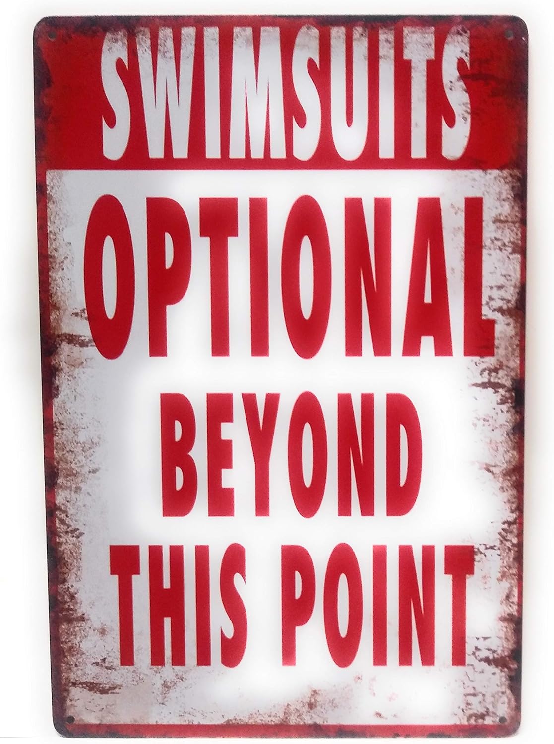 Large-scale sale Swimsuits Optional Beyond price This Point Metal Pool Sign Tin