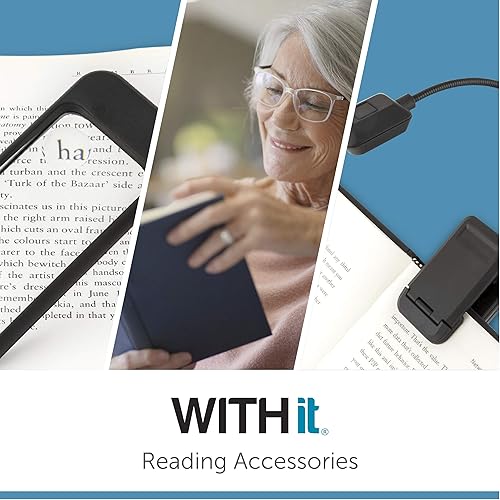 Miniatura 6 de WITHit Luz de libro con clip, bibliófilo, luz de lectura LED con clip para libros y libros electrónicos, brillo reducido, portátil y ligera, bonita