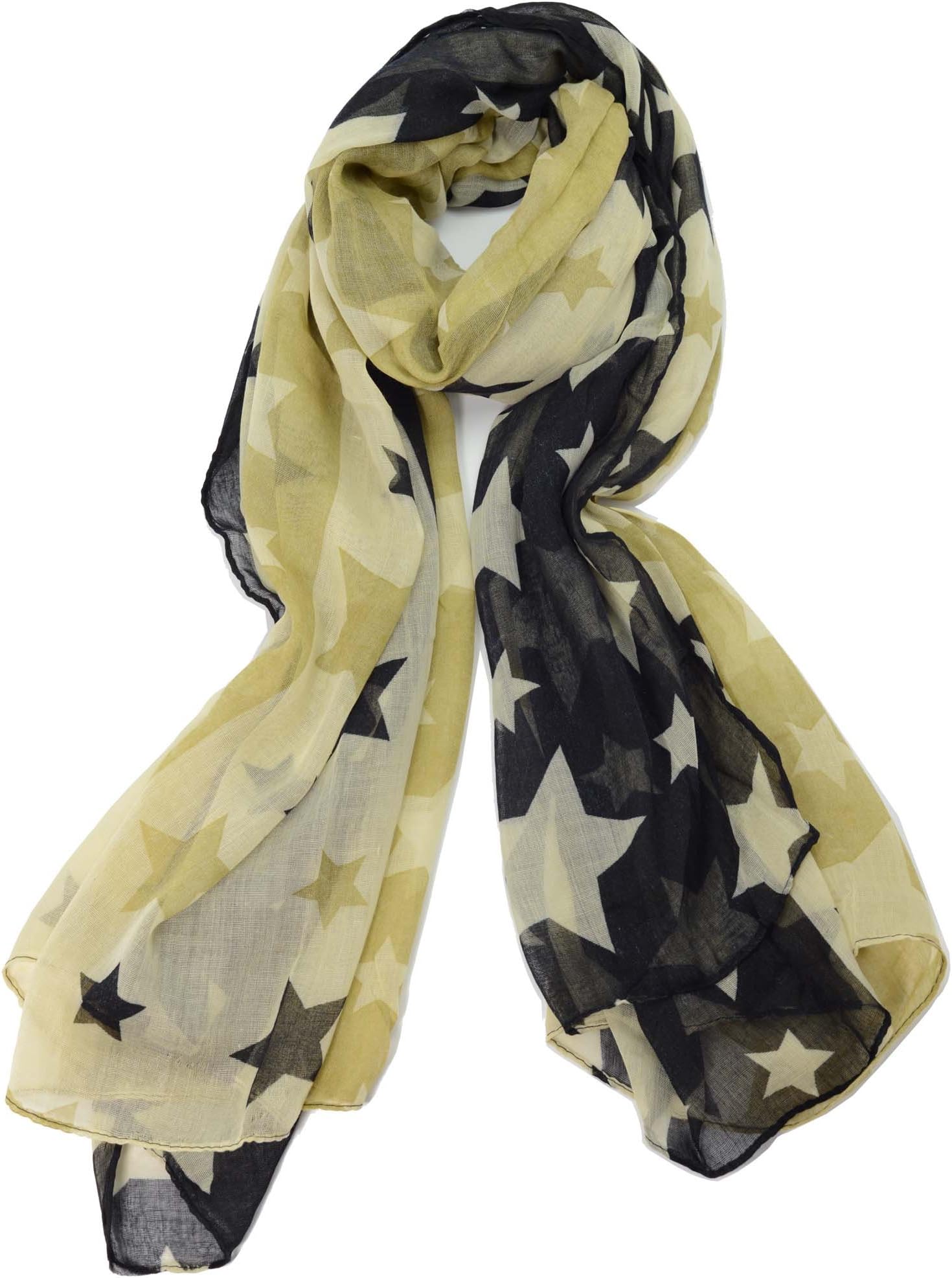 Miss Swordsman Fashionable Pentagram Pattern Scarf Thin Soft Long Silk Scarf Chiffon Scarf Wrap Shawl for Women Girls Ladies