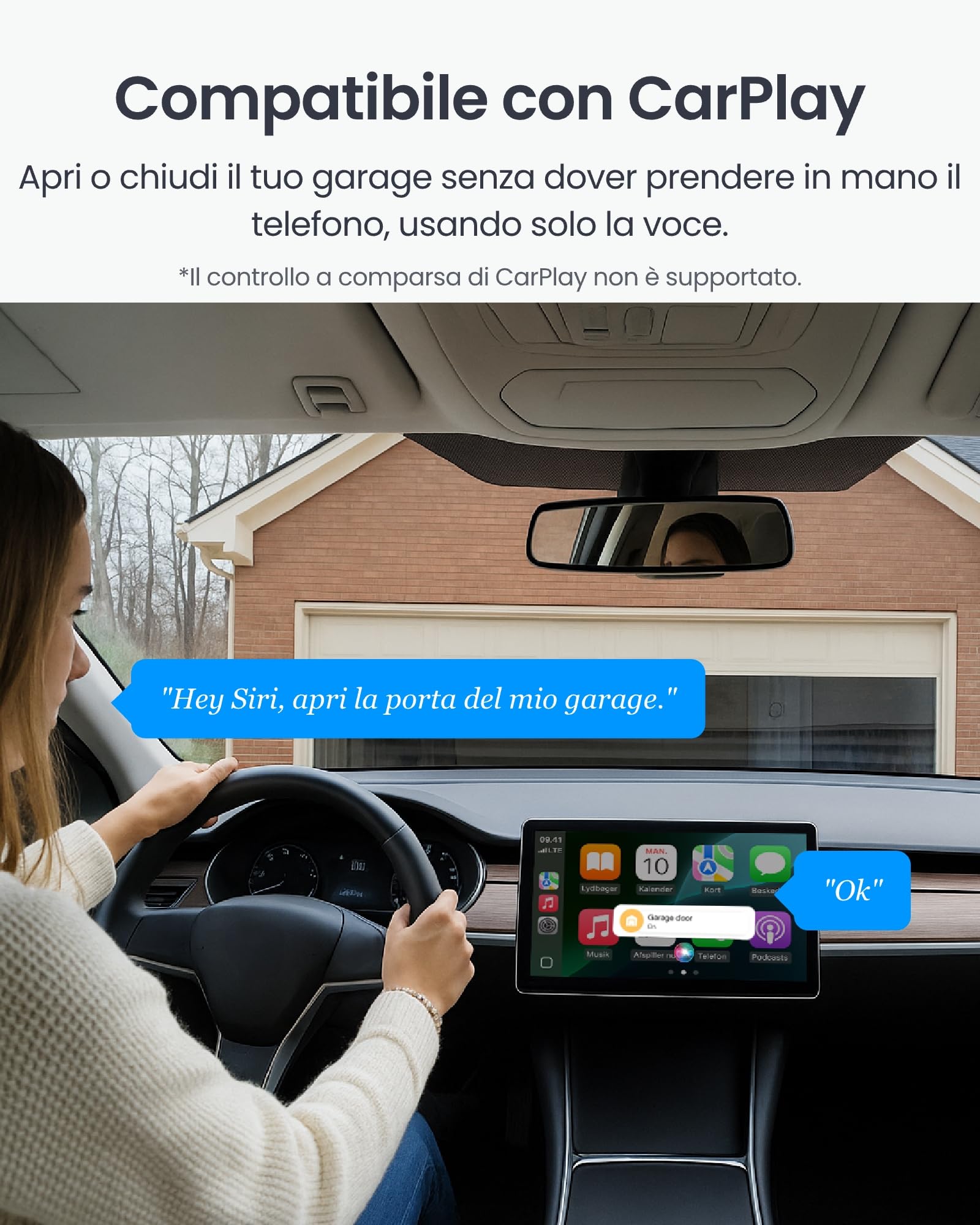 SwitchBot Smart WLAN apriporta garage, certificato New Matter, controllo APP, Alexa/Google/Siri/IFTTT/SmartThings supportato, modalità di notifica multiple, nessun hub richiesto