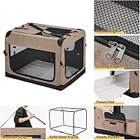 Vista 3 de Veehoo Jaula plegable suave para perros, portátil de 3 puertas, plegable, para perros de entrenamiento en jaulas, 5 pantallas de malla duradera