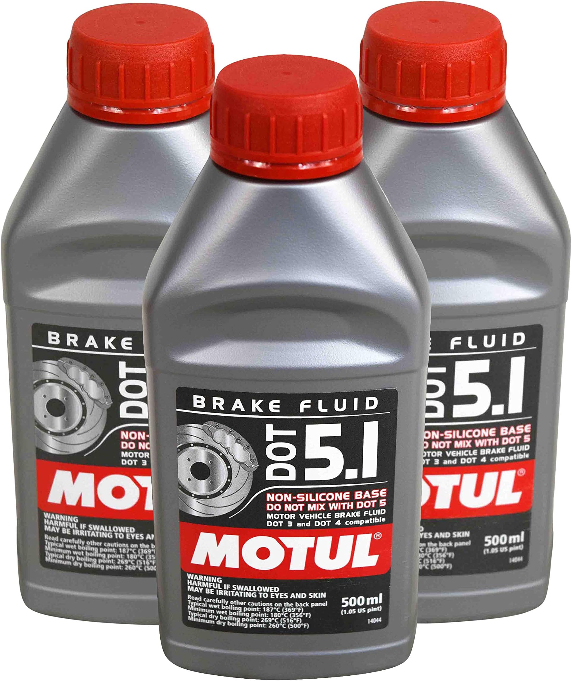 Motul (3 Pack) 100950 100% Synthetic Brake Dot 5.1 Brake Fluid 1/2 Liter or 500 ml