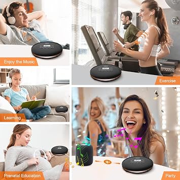 CD Player Portable 5.1 Bluetooth CD PlayerTouch Button and LCD Display Rechargeable Disc Player with AUX Cable and Shockproof Design for Car
