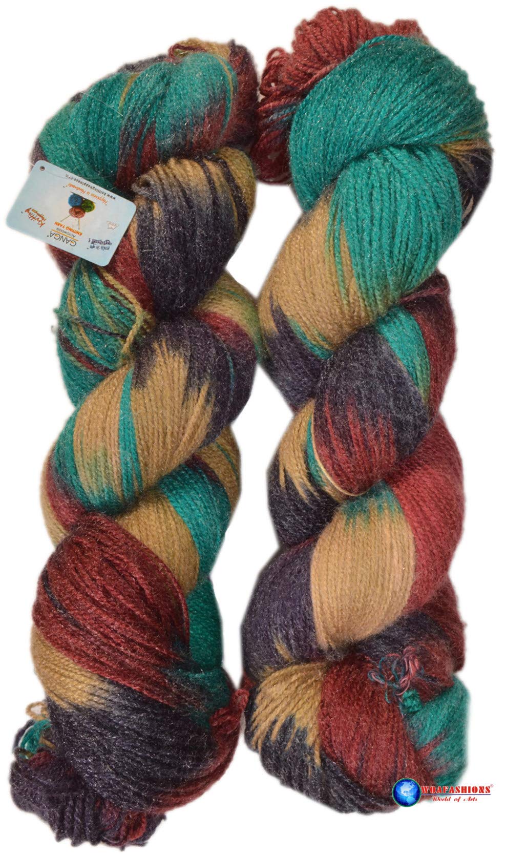 Glowing Star Printed Hand Knitting Yarn (Multi Camel Blue) (Hanks-200gms)