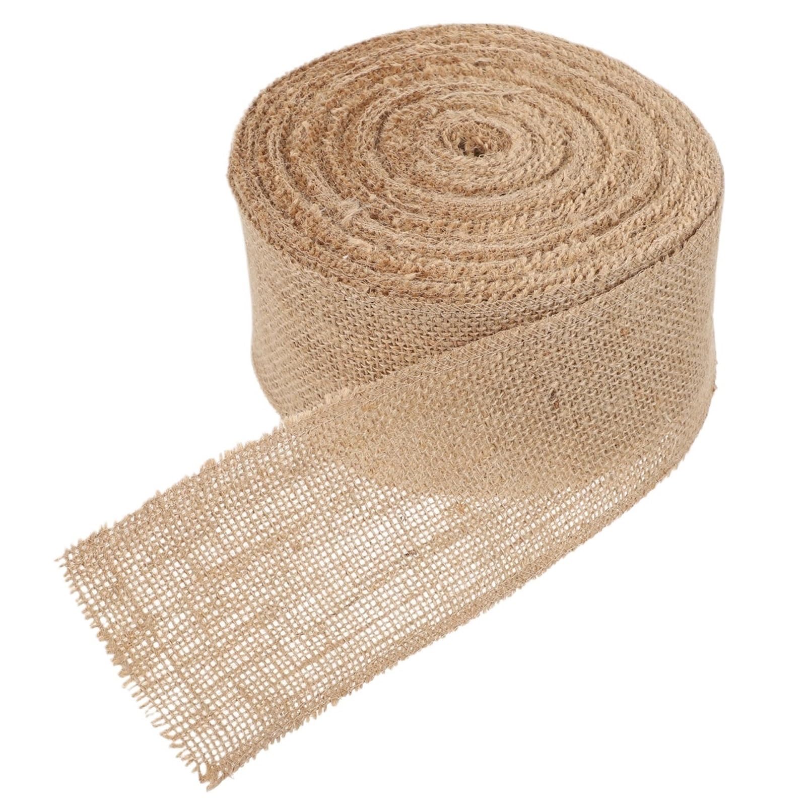 Kategoria: Wstążki,Brązowa wstążka do rzemiosła, Wstążka jutowa khaki 2000x8cm z drutem krawędziowym do robienia kokardek wianków