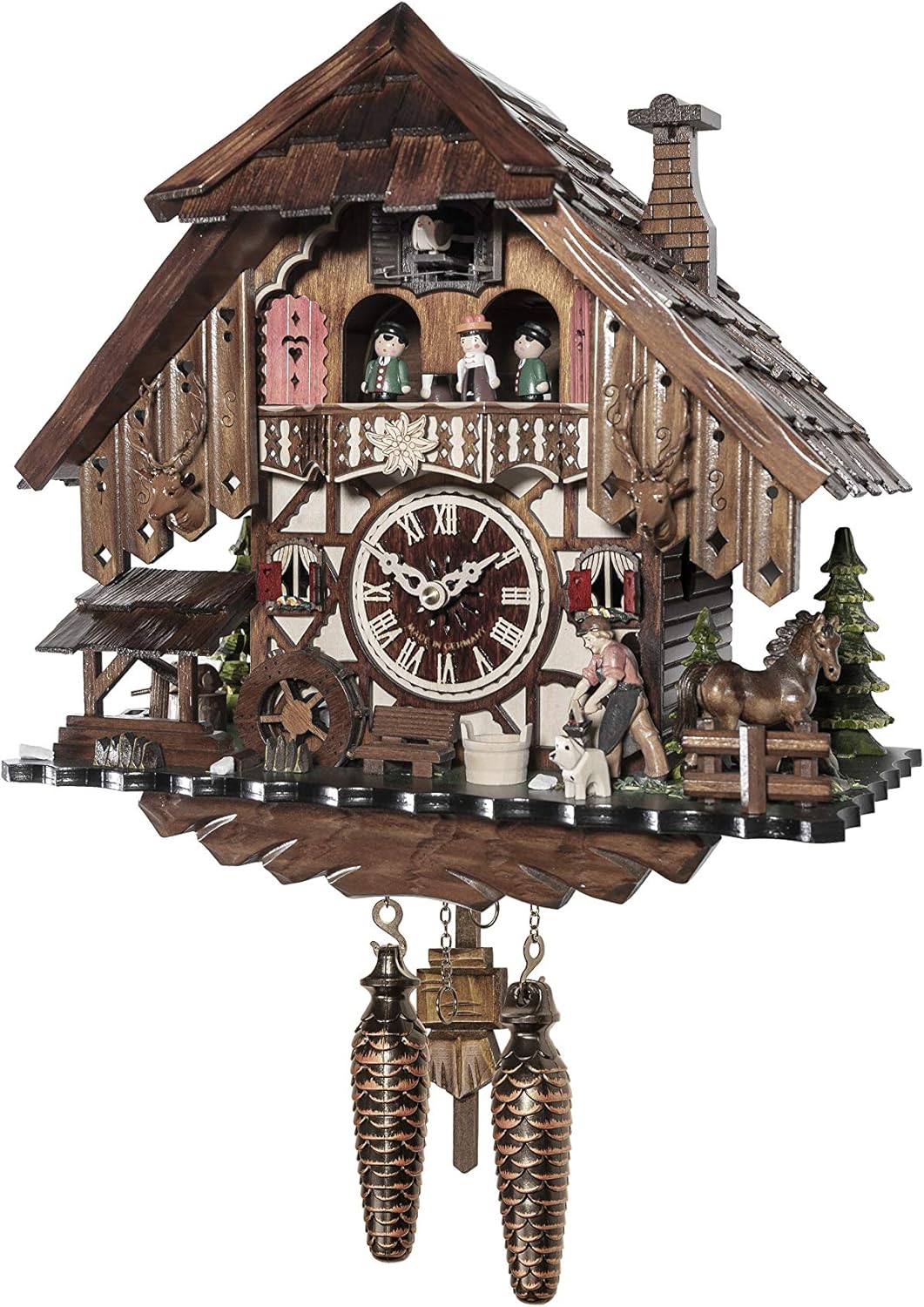 Engstler Quartz Cuckoo Clock Black Forest House with Music and Dancers