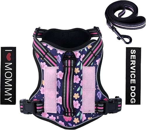 Arnés táctico para perro, chaleco MOLLE de trabajo con asa para perros pequeños, arnés ajustable sin tirones para mascotas, correa reflectante con