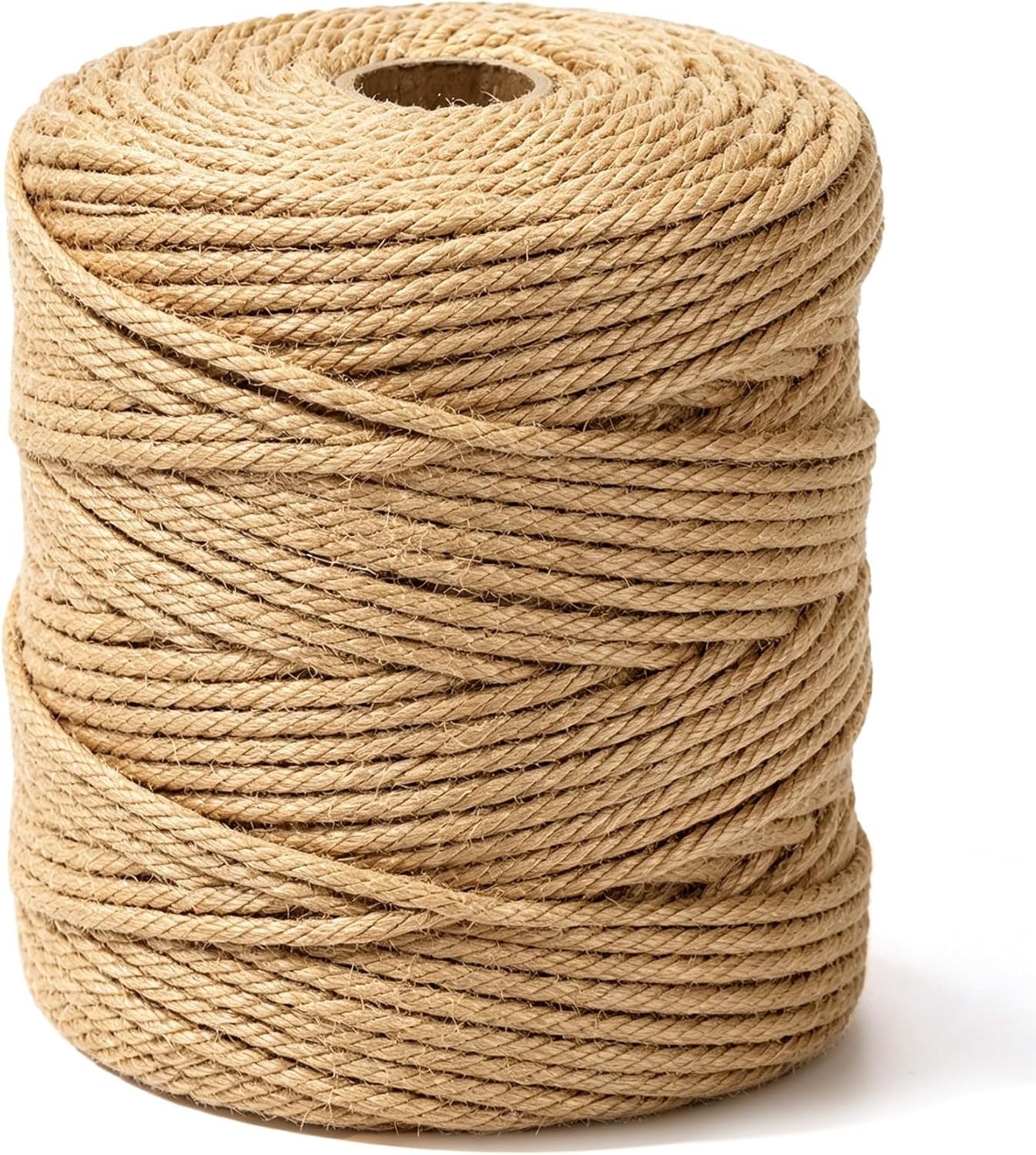 1/4 Inch Jute Rope 600 Feet, Natural Hemp Rope 4 Strand Twisted, Garden Twine long for Crafts Multipurpose for Decoration DIY Projects