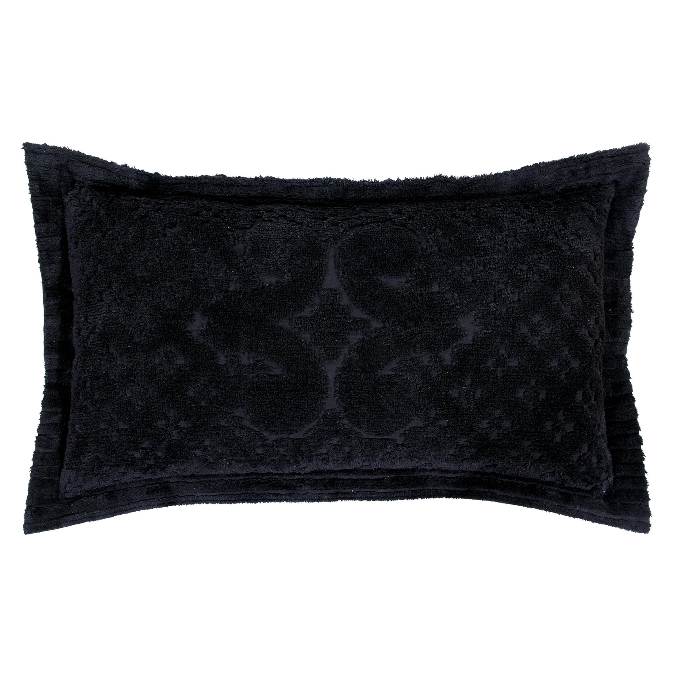 Better Trends Black King Sham 100% Cotton Chenille Bedspread Sham, Soft and Cozy Tufted Tumble Dry (20x36 King Sham) Ashton Collection