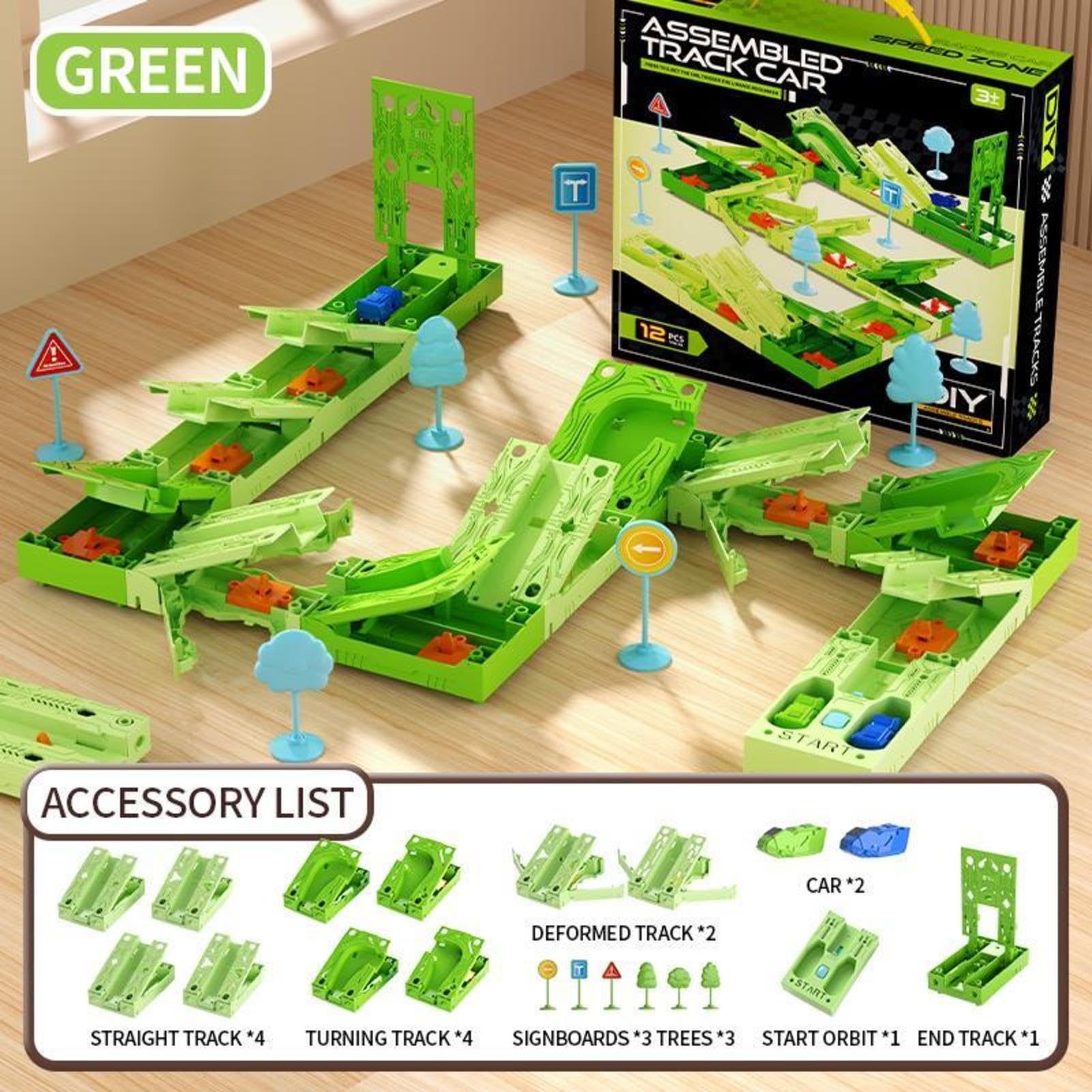 Kinder Autorennbahn Spielset Interaktives Flexibles Puzzle-Fahrzeug-Spiel | Spielzeug Autorennbahn Für Kinder ab 3 Jahren, und Mädchen, Zuhause, Vorschule, Reisen und Schule