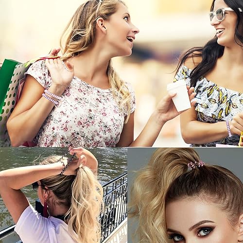 Miniatura 7 de BIHRTC Paquete de 6 Pulseras Espirales para Llaves Tipo Muñequera, Pulseras de Llavero Espiral, Ligas Espirales para el Cabello, Pulseras Espirales