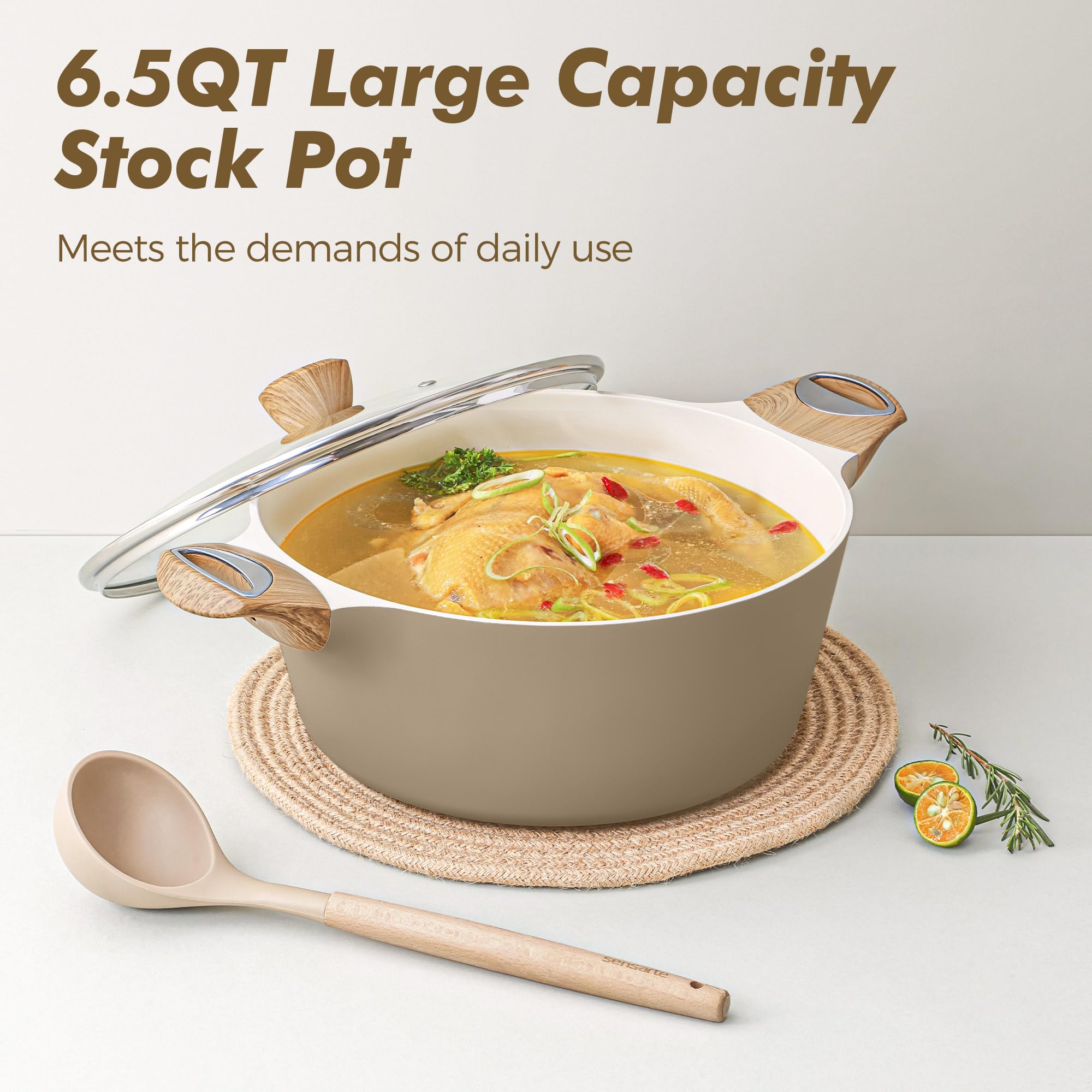 SENSARTE Ceramic Pots and Pans Set Nonstick, Kitchen Cookware Sets, 14-Piece Induction Cookware, Non-toxic Healthy Non Stick Cooking Set, with Frying Pans Set, PFAS PTFE PFOA PFOS Free view 8