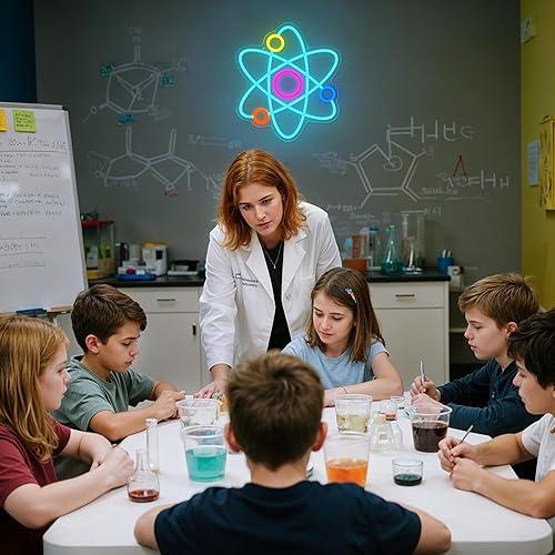 Miniatura 6 de Atom Neon Sign Molecule - Lámpara de pared LED de ciencia para dormitorio, laboratorio, oficina, decoración de sala de juegos, letrero de luz de