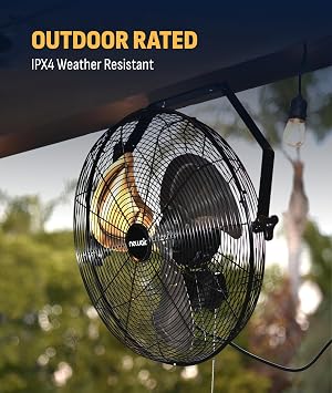 NewAir 18 Outdoor Wall Mount Fan, High Velocity Hanging Fan for Patios