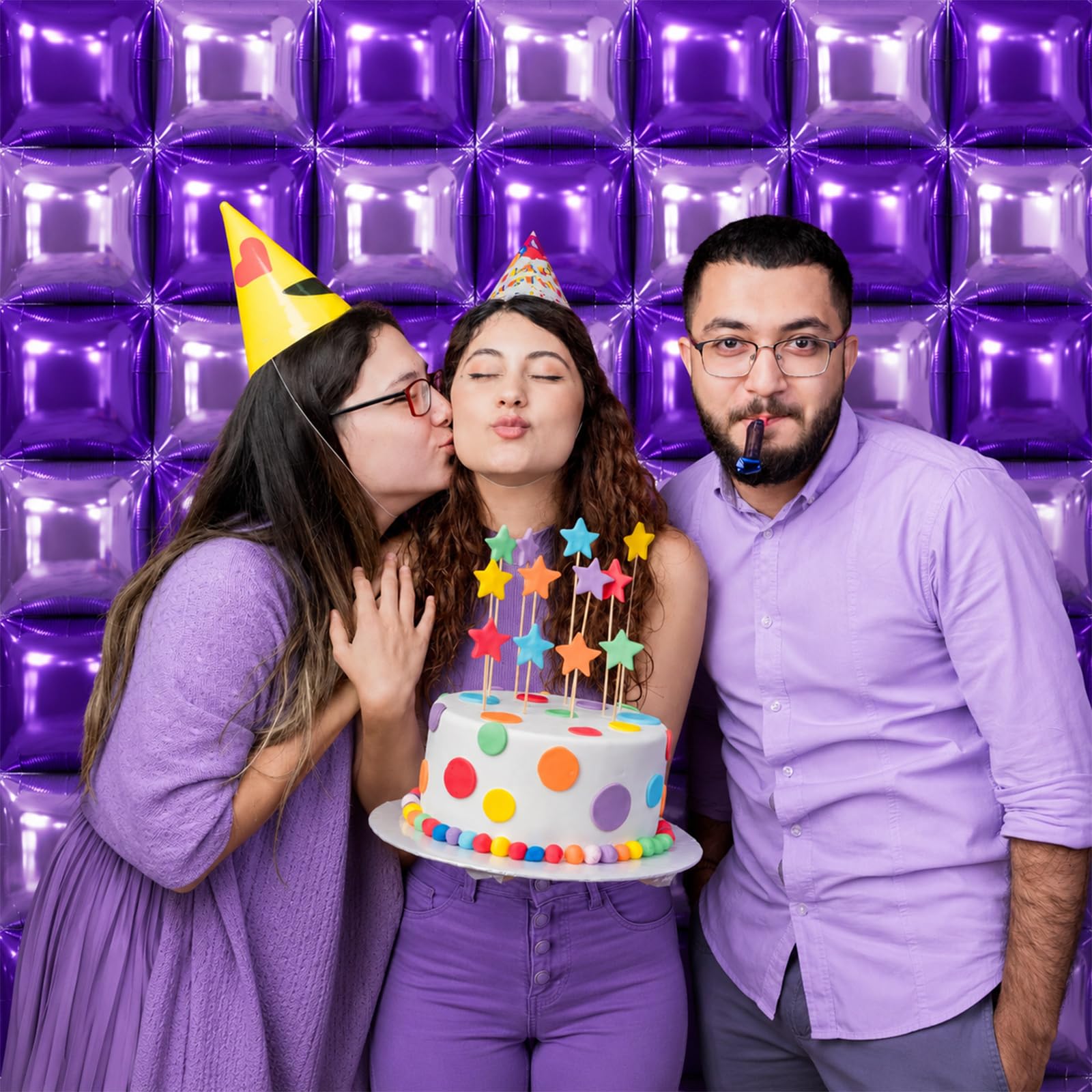NISOCY 48 palloncini quadrati viola e viola chiaro in lamina da parete sfondo a doppia faccia viola scuro e viola palloncini arco kit per compleanno, anniversario, matrimonio, baby bridal shower