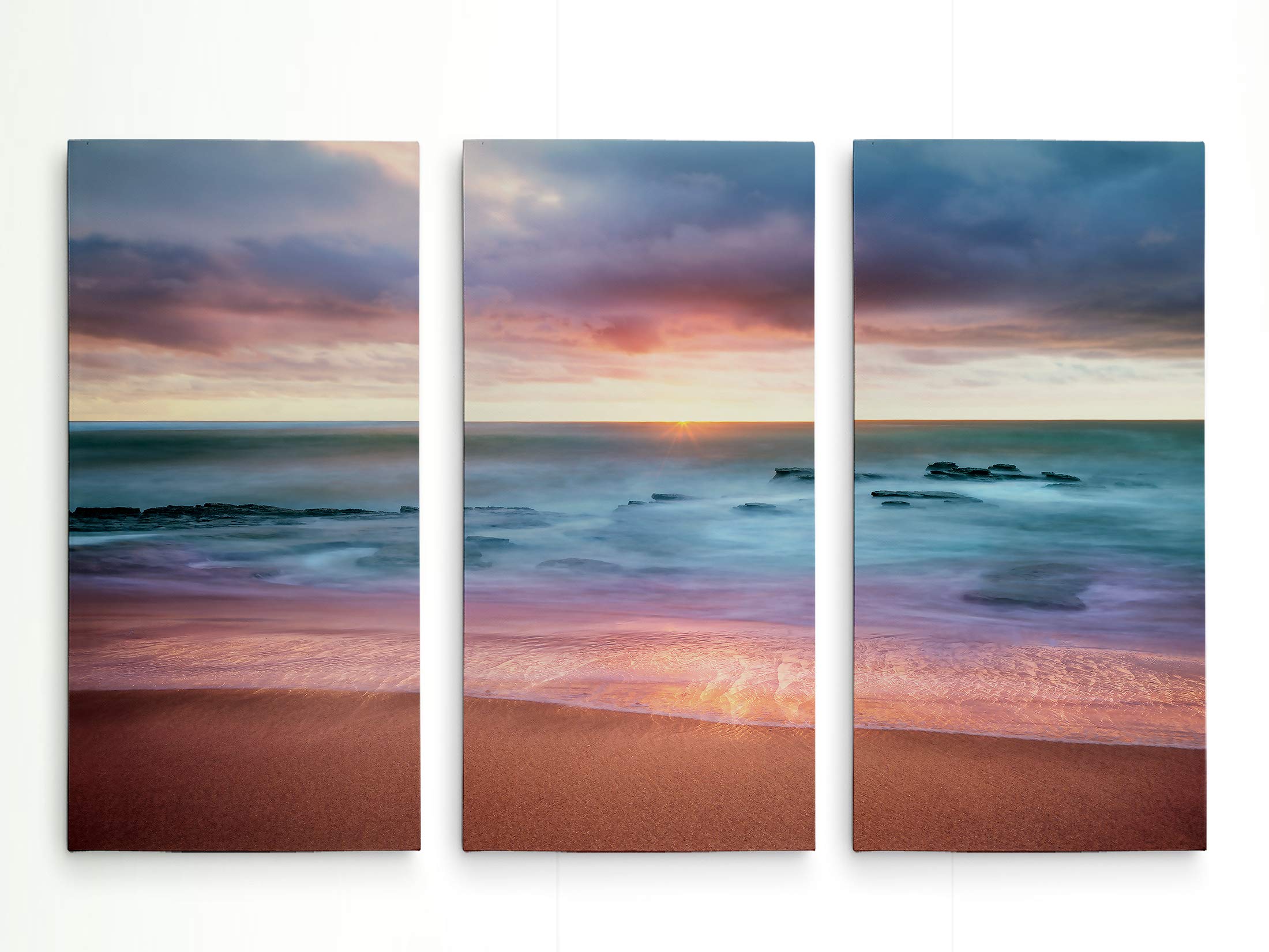 Renditions Gallery 3 Panel Sunset Art ' After Party' Wall Art Wall Décor for Home, Office, Bedroom, Living Room 24X36