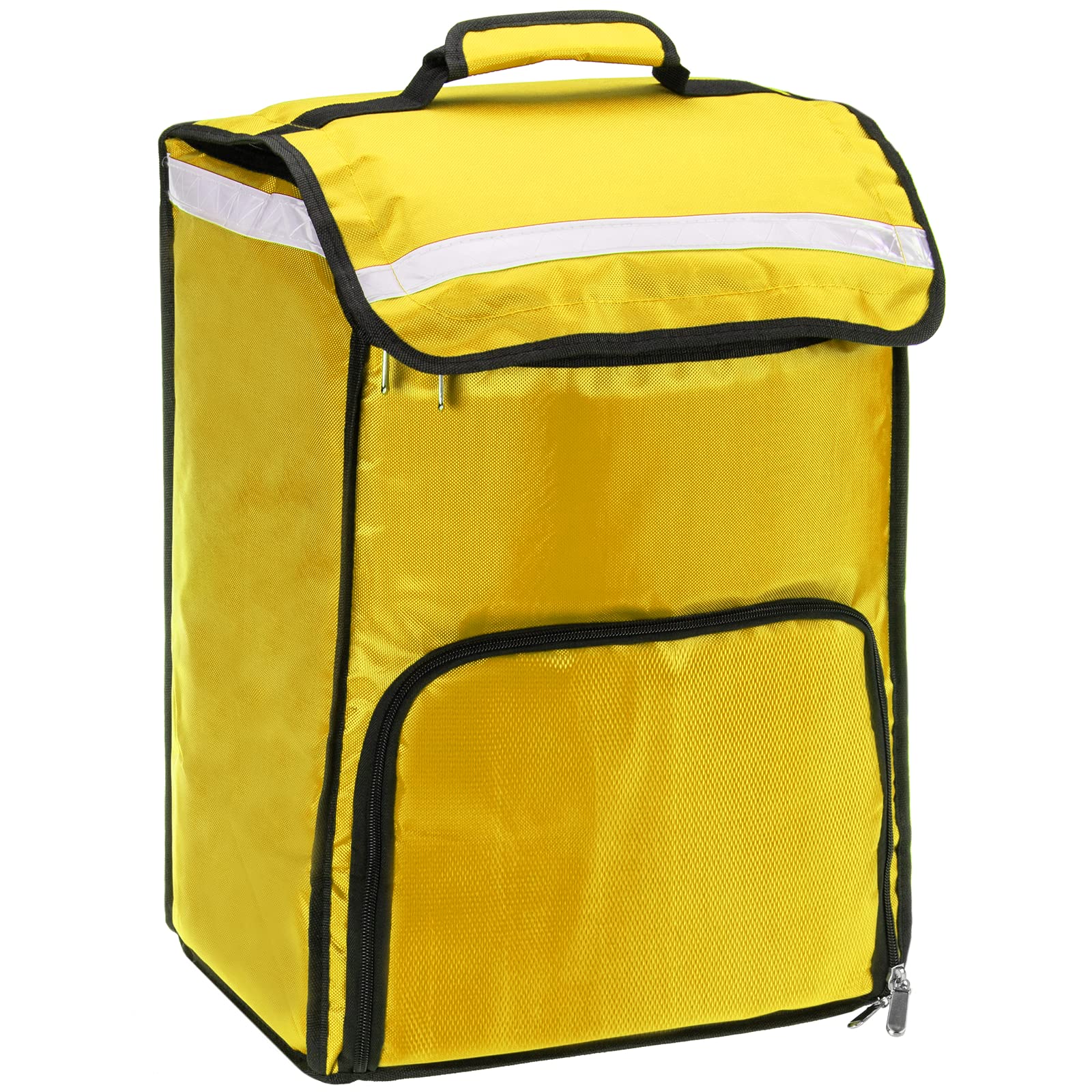 PrimeMatik - Nevera portátil amarilla 40 Litros 34x47x25cm, mochila bolsa isotérmica para picnic, camping, playa, entrega de alimentos en moto o bicicleta
