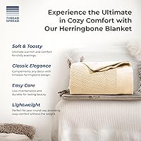 Vista 4 de THREAD SPREAD Manta tejida a mano con patrón geométrico de espiga 100 % algodón de fibra extralarga, suave y acogedora, térmica para todas